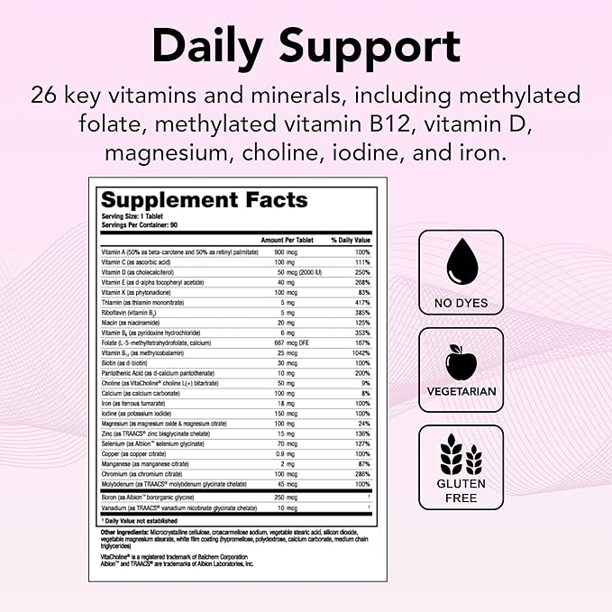 Theralogix Essentia Multivitamin for Women - 90-Day Supply - Women's Daily Multivitamin - Supports Immune Health & Bone Health - Includes Vitamin C, Vitamin D, Zinc & More - NSF Certified - 90 Tablets