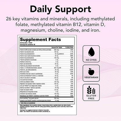 Theralogix Essentia Multivitamin for Women - 90-Day Supply - Women's Daily Multivitamin - Supports Immune Health & Bone Health - Includes Vitamin C, Vitamin D, Zinc & More - NSF Certified - 90 Tablets