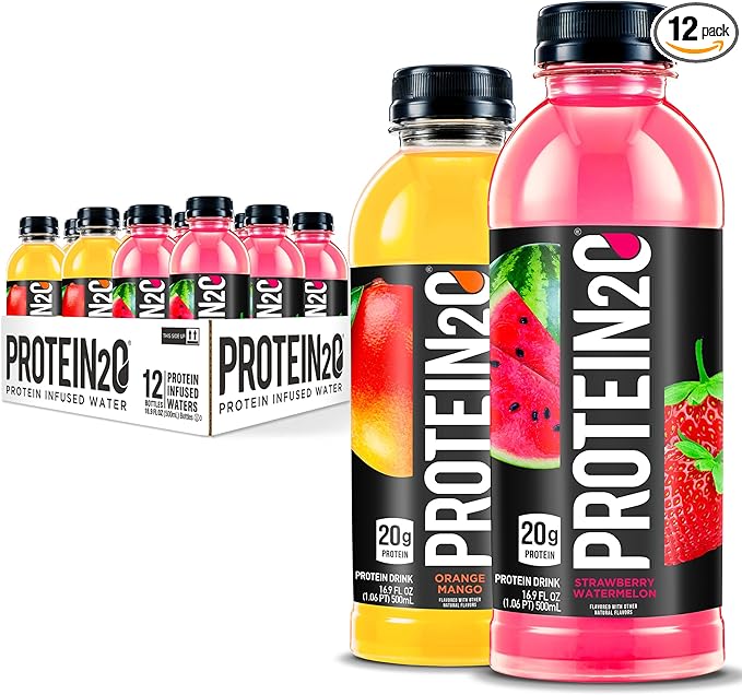Protein2o 20g Whey Protein Isolate Infused Water Plus Electrolytes, Sugar Free Sports Drink, Ready To Drink, Gluten Free, Lactose Free, 20g Variety Pack, 16.9 Fl Oz (12 Count)