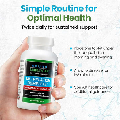 Methylation Complete in Fast-Dissolving Tablets - Methylated B Complex Vitamins to Aid Over 200 Body Processes - Supports Energy, Cell Function & Immunity - Enhanced Absorption with B12, B6 & Folate