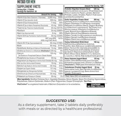 NDS Nutrition MV360 For Men, 5-in-1 Complete Multivitamin for Men with Essential Mens Vitamins for Energy, Digestion, Toning, Immune Support, and Mens Health & Vitality, 60 Tablets, 30 Servings