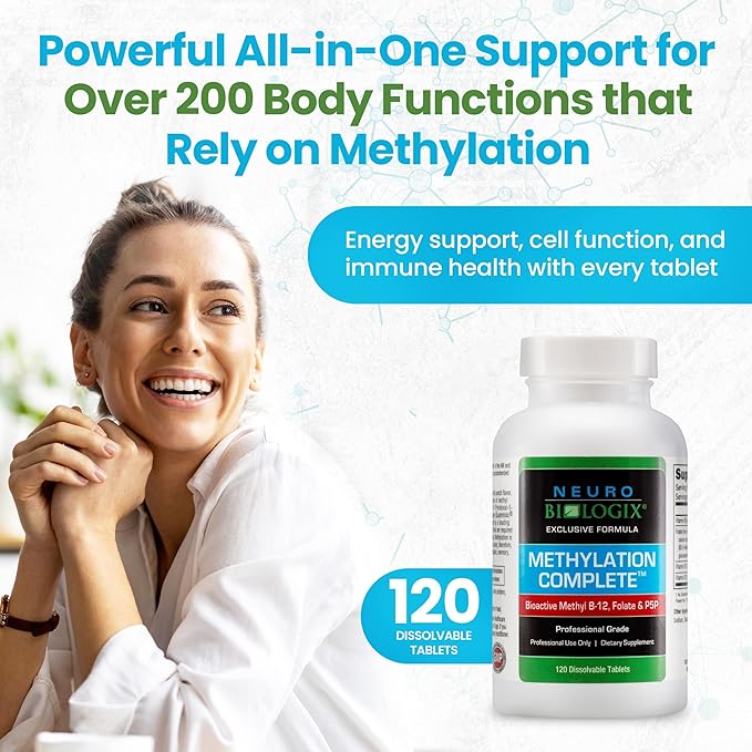 Methylation Complete in Fast-Dissolving Tablets - Methylated B Complex Vitamins to Aid Over 200 Body Processes - Supports Energy, Cell Function & Immunity - Enhanced Absorption with B12, B6 & Folate