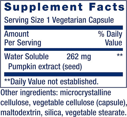 Life Extension Water-Soluble Pumpkin Seed Extract, Promotes Prostate & Urinary Tract Health, Bladder Health Support, Men, Women, Gluten-Free, Non-GMO, Vegetarian, 60 Capsules