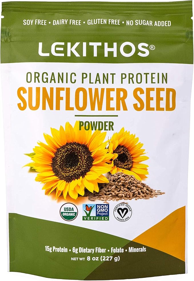 Organic Sunflower Protein Sunflower - 8 oz - 15g Protein - Certified USDA Organic, Non-GMO Project Verified, No Added Sugars - Certified Vegan - Gluten Free