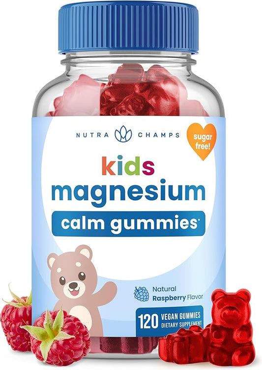 Kids Magnesium Gummies - Sugar Free Calm Magnesium Gummies for Kids - 4 Month Supply - Supports Bone Health, Sleep - Magnesium Citrate for Kids Supplement - 120 Children’s Vegan Magnesium Calm Gummies