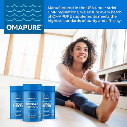 Fish Oil Supplements with Omega 3 Fatty Acids (1 Bottle, 120 Softgels) - High EPA, DHA, & IFOS Fish Oil Pills Support Heart & Joint Health - Burpless Fish Oil Promotes Brain Function