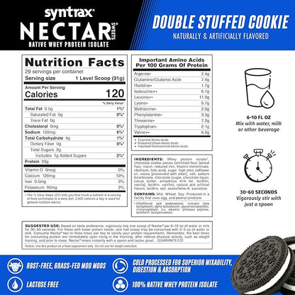 Syntrax Nutrition Nectar Sweets, 100% Whey Isolate Protein Powder, Real Cookie Pieces, Double Stuffed Cookie, 2 lbs