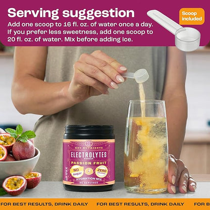 KEY NUTRIENTS Multivitamin Electrolytes Powder No Sugar - Delicious Passion Fruit Electrolyte Powder - Endurance & Energy Supplement - Hydration Powder - No Calories - 90 Servings - Made in USA