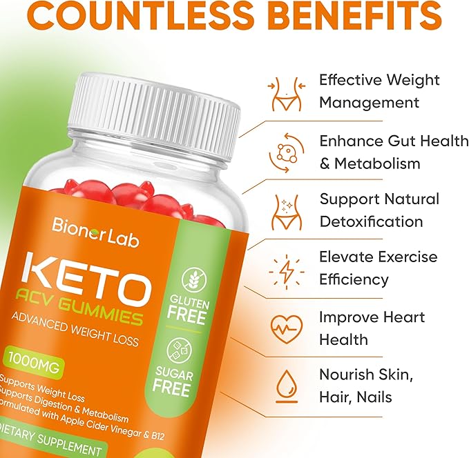 Keto ACV Gummies for Advanced Weight Loss Rapid Belly Fat Burn - Sugar Gluten Free Pro Active Super Apple Cider Vinegar Diet Supplement for Men Women - Digestion Metabolism Hair Skin Health (1000MG)