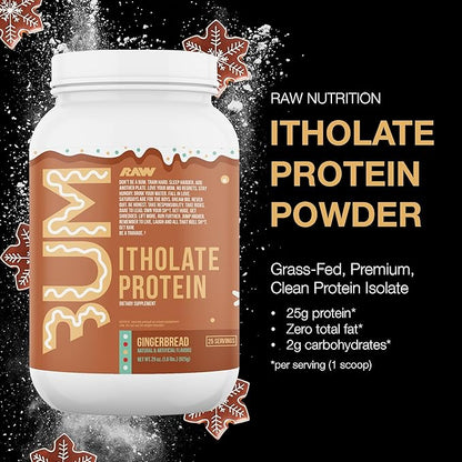 RAW Whey Isolate Protein Powder, Gingerbread (CBUM Itholate Protein) - 100% Grass-Fed Sports Nutrition Powder for Muscle Growth & Recovery - Low-Fat, Low Carb, Naturally Flavored - 25 Servings