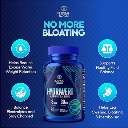 Water Pills For Swollen Legs And Feet - Act As Natural Diuretics for Water Retention to Help You Swell No More - Hydravert Diuretic Pills Proprietary Blend Reduces Swelling in Your Leg or in Your Foot