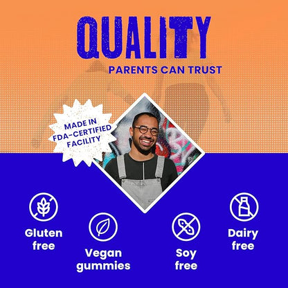 Energy Gummies - with Biotin, Vitamin B3, Vitamin B6 and Vitamin B12 for Kids & Teens - All Natural & Vegan Energy & Focus Supplement for Kids & Teens - Strawberry Flavor - 60/ct