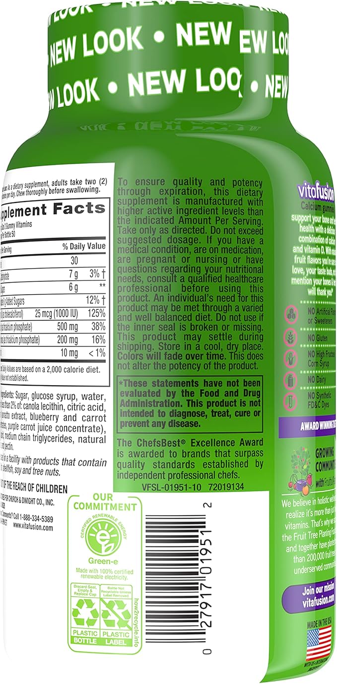 Vitafusion Calcium Adult Gummy Vitamins, 100 Gummy Vitamins