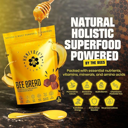 Honeybee's Wellness Bee Bread Natural Multivitamin Superfood | Bee Pollen, Propolis & Berries, 240+ Nutrients, Amino Acids, Minerals & Protein for Energy, Immunity & Vitality from Honey Bees