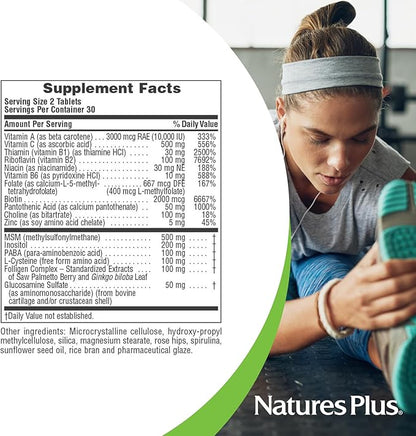 NaturesPlus Ultra Hair Plus - 60 Tablets, Pack of 2 - Sustained Release Formula for Men & Women - Gluten Free - 60 Total Servings