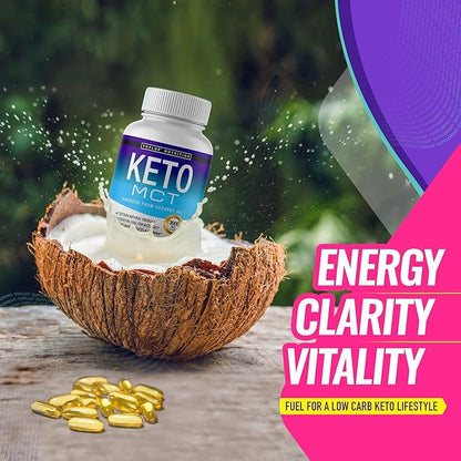 Toplux Keto MCT Oil Capsules - 3000mg Natural Pure Coconut Oil Extract Pills, Source of Energy, Easy to Digest for Men Women, 90 Softgels, Supplement