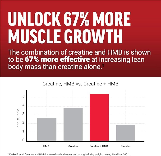 FORCE FACTOR Creatine HMB, 5g Creatine Monohydrate Powder, 3g myHMB, Support Muscle, Strength, Energy & Recovery, with AstraGin for Enhanced Absorption, ~30 Servings, Unflavored Powder