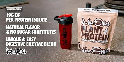MAX EFFORT Plant Protein Powder, 19 G Pea Protein, Plant Based, Gluten Free, Low Carb, Protein Shake or Smoothie Mix, Meal Replacement, No Whey, No Sugar Substitutes, Chocolate Peanut Butter, 20 Srvg