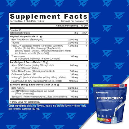 EndurElite Perform Elite- Pre Workout Powder Supplement- Pre-Workout for Endurance Athletes- 20 Serving Bag- Champion Cherry Lime
