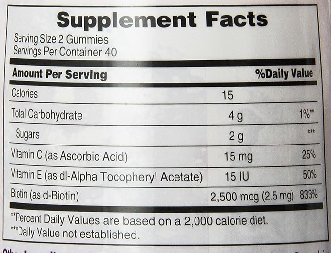 Natures Bounty Optimal Solutions, Hair, Skin & Nails Gummies with Biotin 80 Count (Pack of 2)