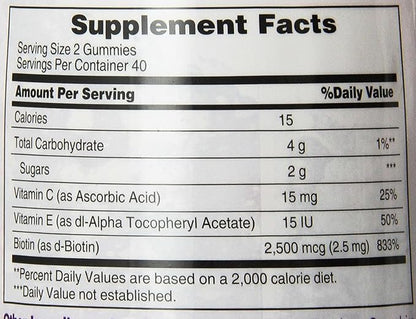 Natures Bounty Optimal Solutions, Hair, Skin & Nails Gummies with Biotin 80 Count (Pack of 2)