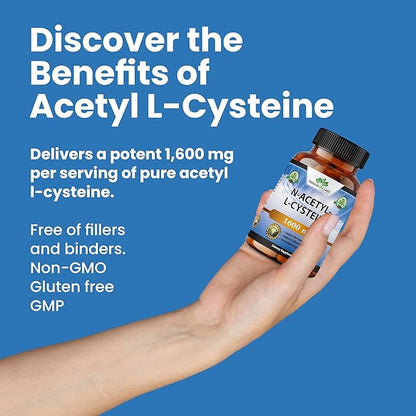 NaturaLife Labs A Higher Standard N-Acetyl-L-Cysteine (NAC) 1600 mg Immune Support & Antioxidants*, Free-Radicals, Free Form - 100 Veggie Capsules