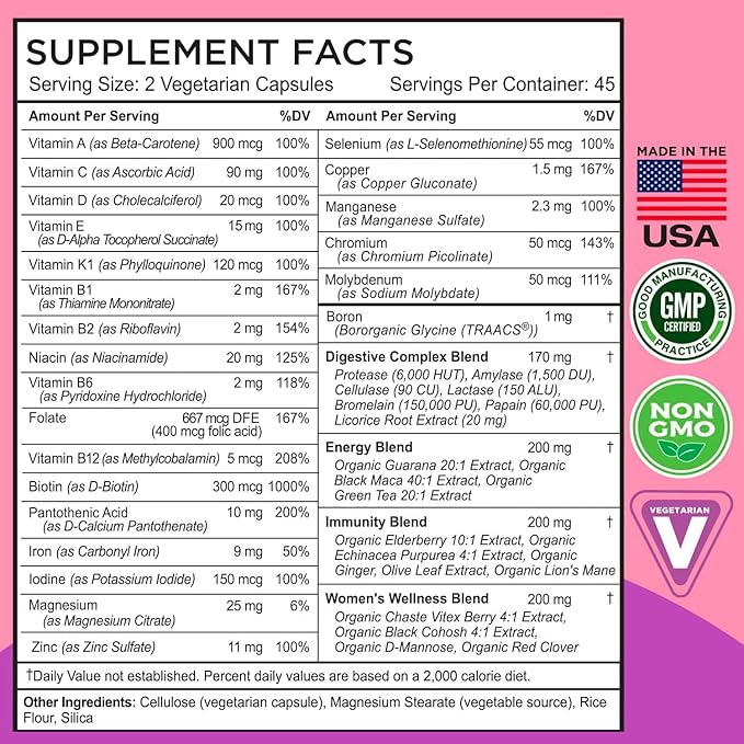 FarmHaven Multivitamin for Women | 22 Essential Nutrients, Fruits & Veggies Womens Multivitamin | Whole Food Multivitamin Boosts Energy, Immune, Heart Health | Womens Daily Vitamins - 90 Capsules