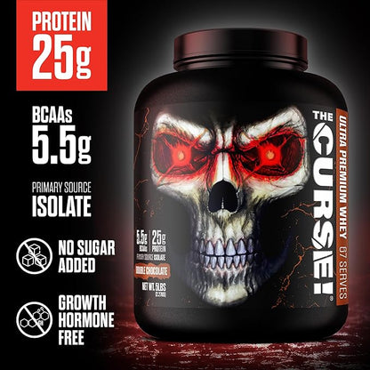 JNX SPORTS The Curse! Ultra Premium Whey Protein Powder Double Chocolate 5lb | 25g Protein Per Serve, Primary Source Whey Isolate