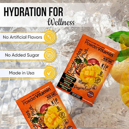 Electrolytes Powder Plus, Keto, Mango Passionfruit, Sugar Free, 1000mg Potassium, 120mg Calcium, 120mg Magnesium, Non-GMO, Zero Calories, 30 Hydration Packets