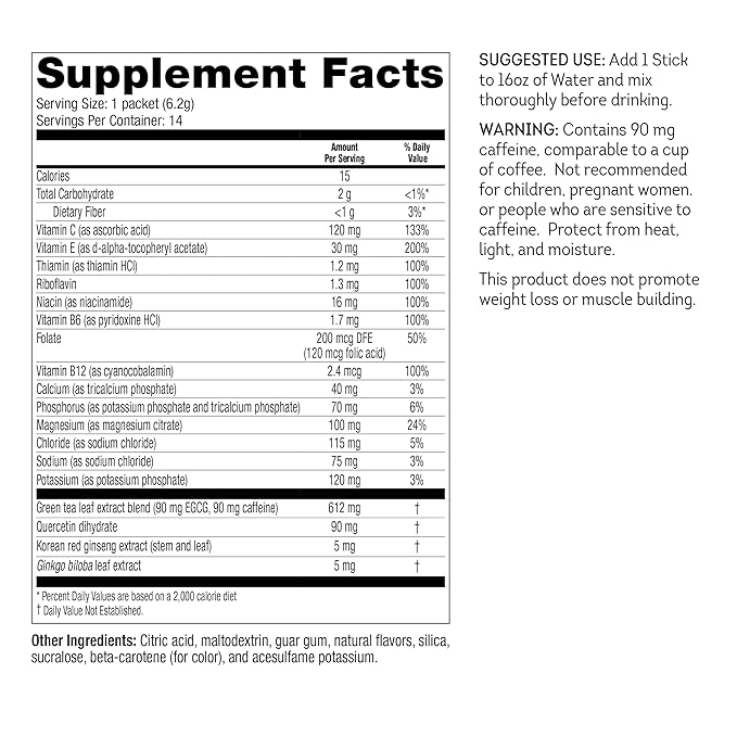 WonderSlim FAST BOOST Energy & Hydration Drink Mix, Orange, with Electrolytes, Vitamins B, C & E, Antioxidants, No Sugar (14ct)