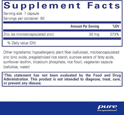 Pure Encapsulations UltraZin Zinc | Enhanced Absorption Mineral Support for Metabolism and Immune Health* | 90 Capsules