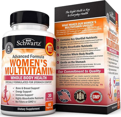 Multivitamin for Women with Vitamin D3 - Multivitamins for Bone Breast Skin Joint Energy - Vitamins for Immunity Support - Immune System Boost Natural Immune Defense - Joint Support Supplement - 60Ct