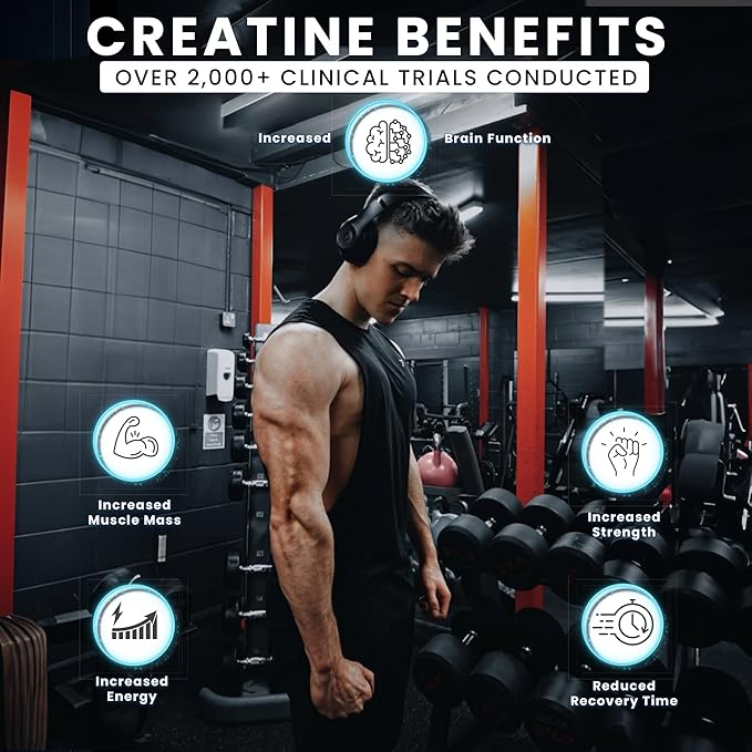 Muscle Munchies Creatine Chewable Gummies for Men & Women-Infused with Beta Alanine-5g of Creatine Per Serving-Increases Strength, Muscle Growth, Endurance, & Recovery-Vegan, NonGMO (Strawberry Burst)