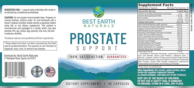 Best Earth Naturals Prostate Support Supplement for Men - Prostate Support - 30 Day Supply