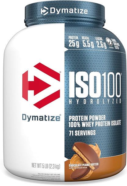 Dymatize ISO 100 Whey Protein Powder with 25g of Hydrolyzed 100% Whey Isolate, Chocolate Peanut Butter, 5 Pound