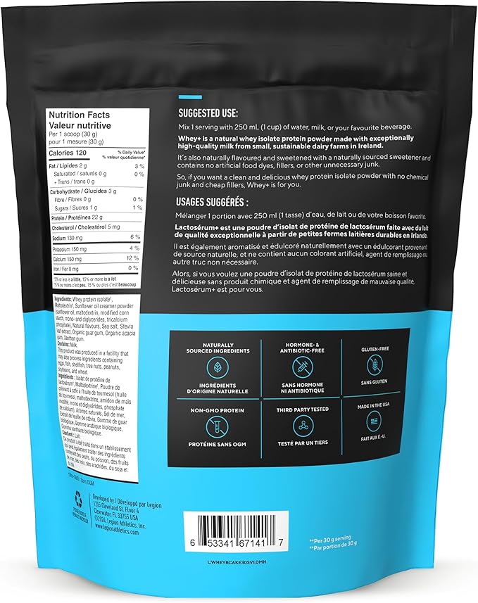 LEGION Whey+ Whey Isolate Protein Powder from Grass Fed Cows - Low Carb, Low Calorie, Non-GMO, Lactose Free, Gluten Free, Sugar Free, All Natural Whey Protein Isolate, (30 Serving, Birthday Cake)