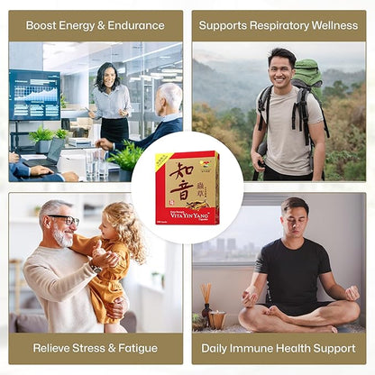 Vita Green Yin Yang Cordyceps Mycelium Herbal Supplement - Supports Respiratory Wellness, Energy, and Liver & Kidney Health - 60 Capsules