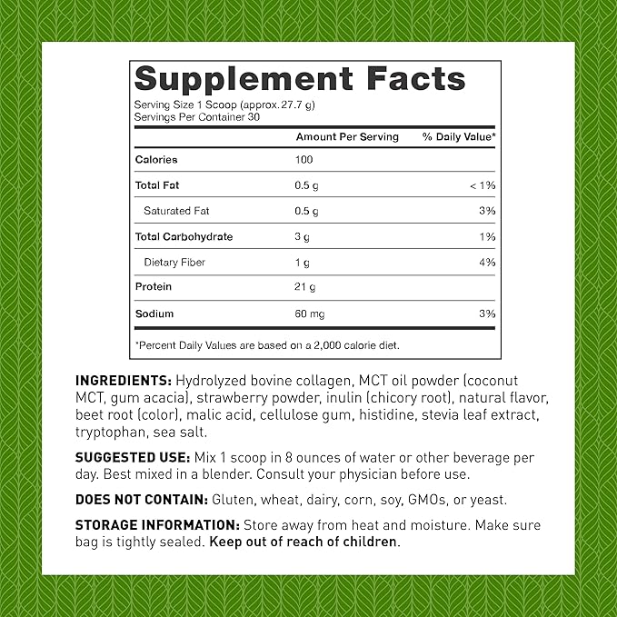 Amy Myers MD Pure Paleo Protein Powder - Clean Grass Fed Pasture Raised Protein - Hormone Free, Non-GMO, Gluten & Dairy Free - Perfect for Keto and Paleo - Strawberries & Cream -29.31 oz (831 g)