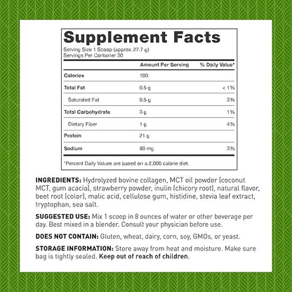 Amy Myers MD Pure Paleo Protein Powder - Clean Grass Fed Pasture Raised Protein - Hormone Free, Non-GMO, Gluten & Dairy Free - Perfect for Keto and Paleo - Strawberries & Cream -29.31 oz (831 g)