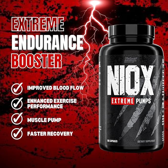 Nutrex Research NIOX Extreme Pumps - 180-Count Pre-Workout Pump Supplement with Arginine Nitrate, Vitamin C, AstraGin for Muscle Pump, Vascularity, Endurance, NO3-T