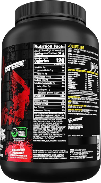 Mutant ISO Surge Whey Protein Isolate Powder Acts Fast to Help Recover, Build Muscle, Bulk and Strength, 1.6 lb - Strawberry Milkshake