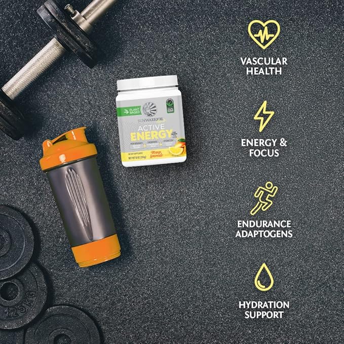 Sunwarrior Plant-Based Preworkout Powder Hydration Blend | Coconut Water Mushroom Blend Soy Free Sugar Free Gluten Free Dairy Free Synthetic Free | Mango Lemonade 30 Servings | Sport Active Energy