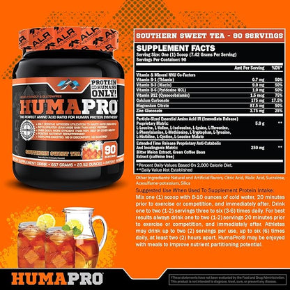 Humapro | Amino Acids Protein Matrix for Humans | 99% Utilization for Lean Muscle | Vegan, Gluten Free | 667g / 90 Servings (Southern Sweet Tea)