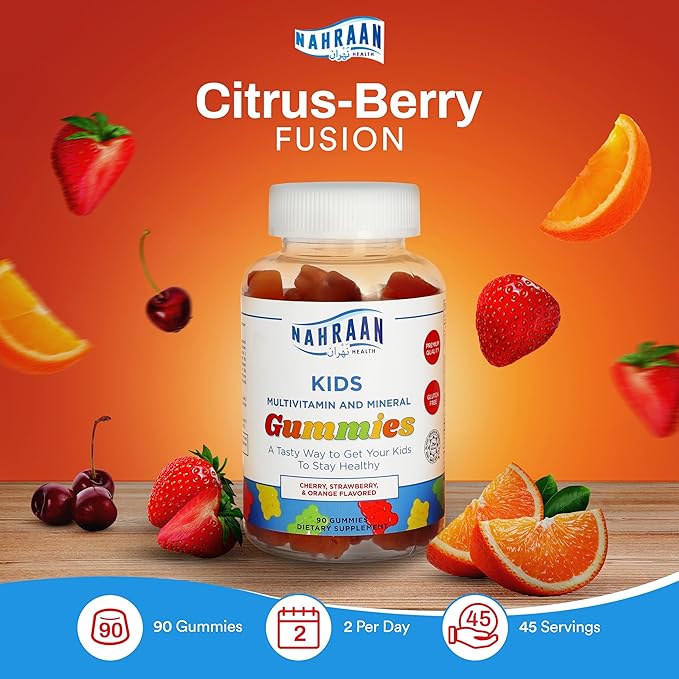 Halal Vitamins for Kids - Halal Multivitamins for Kids Vitamin A, C, D, E, B6, B12 - Non-GMO Vegetarian, Halal Gummies - 90 Count