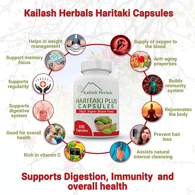 Organic Haritaki Capsules – 2420MG - Improves Digestion - Detoxification & Rejuvenation – Maintains Regularity - Brain Function- 100 Capsules Terminalia chebula | Vegan, Non-GMO