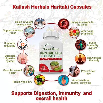 Organic Haritaki Capsules – 2420MG - Improves Digestion - Detoxification & Rejuvenation – Maintains Regularity - Brain Function- 100 Capsules Terminalia chebula | Vegan, Non-GMO