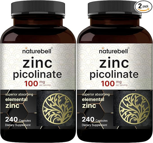 NatureBell Zinc Picolinate 100mg, 480 Count Capsules - Supports Immune System and Enzyme Function