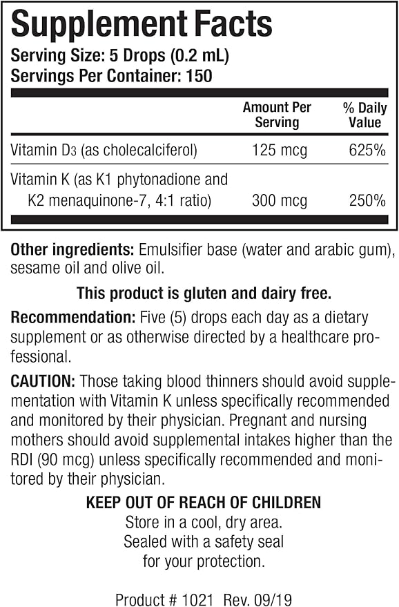 Biotics Research Bio-DK-Mulsion™–Emulsified Liquid Vitamin D and K, D3 Drops 125 mcg & Vitamin K (K1, K2) 300 mcg MK-7–Supports Stronger Bones, Musculoskeletal Strength, Healthy Heart & BMI 1 fl oz