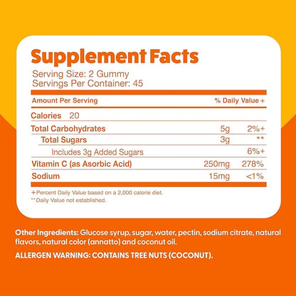 Vitamin C Gummies for Adults & Kids by Feel Great Vitamin Co. | 90 Orange Flavored Gummies | Immunity Support, Plant-Based Fruit Pectin