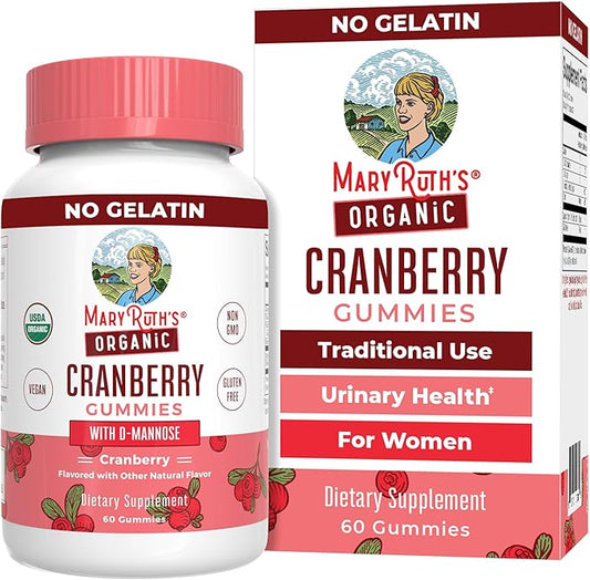 MaryRuth Organics Organic Cranberry Gummies | Cranberry Supplement | Urinary Tract Health for Women | with D Mannose | 500mg Cranberry | Traditional Use | USDA Organic | Vegan | Non GMO | 30 Servings